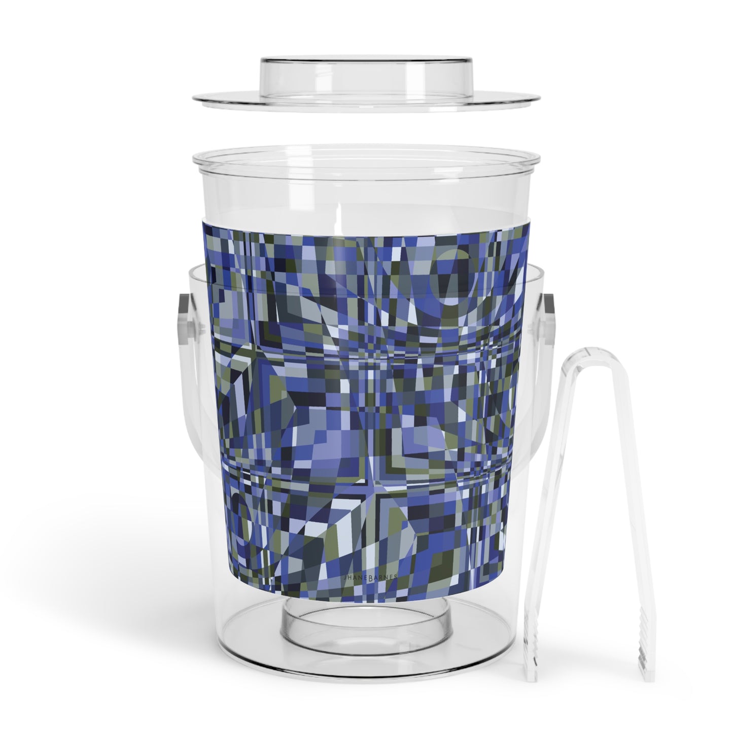 Ice Bucket with Tongs "QUAD" col. Cobalt Pulse - design by Jhane Barnes