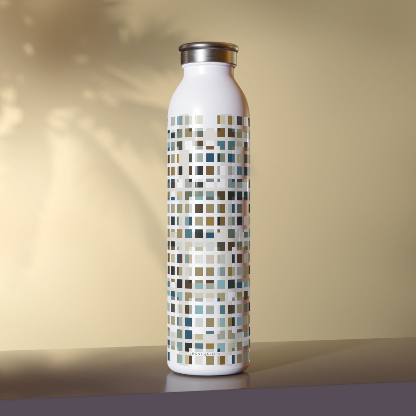 "SQUARZE" col-Mint Chocolate Slim Water Bottle custom Jhane Barnes design