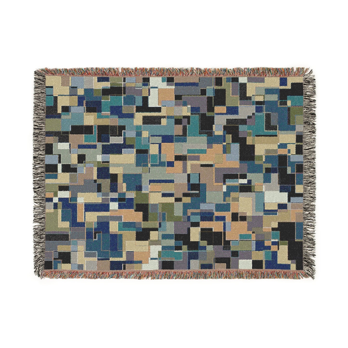 "POLYOMINOES" col. Blue-Green Envy (multiple sizes) JHANE BARNES Custom Woven Blanket