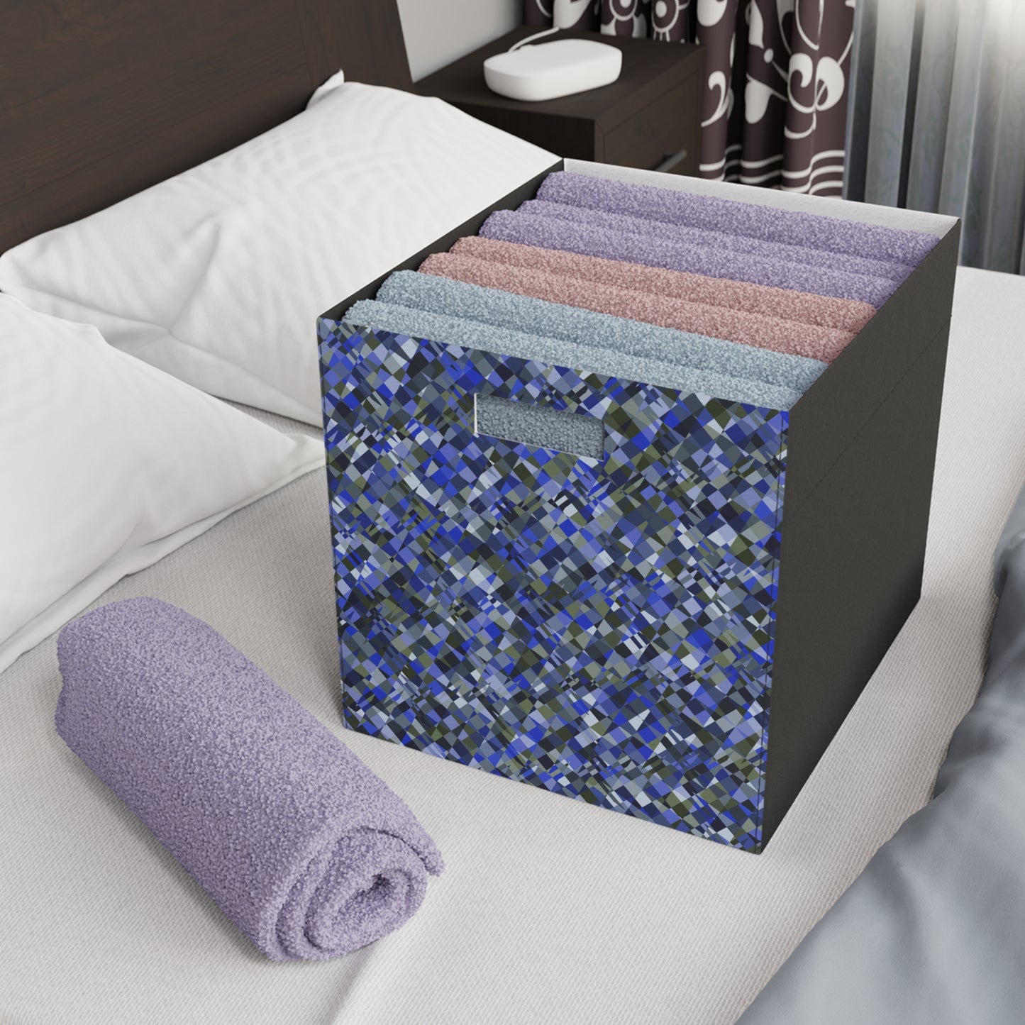 Felt Storage Box "MADRAS MAYHEM" Blue (1 box/no furniture)