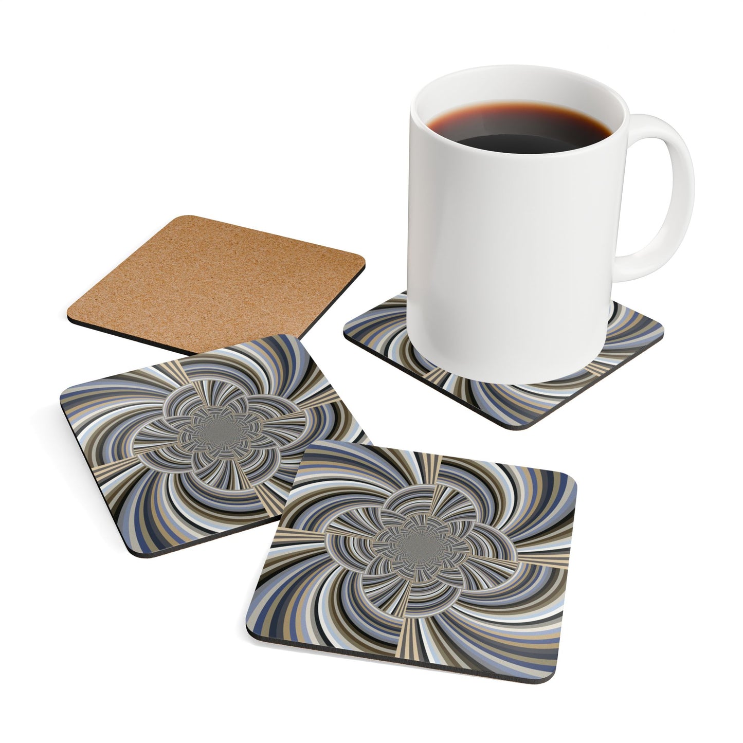 Corkwood Coaster Set (4 pcs) "STRIPE INVERSION"