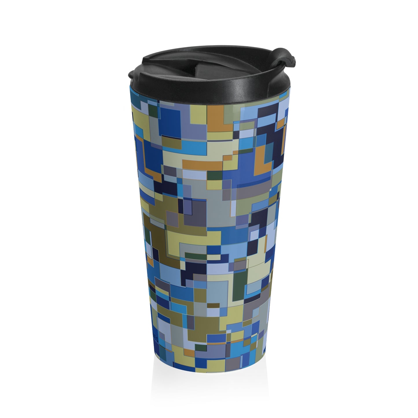 Stainless Steel Travel Mug "POLYOMINOES" Col Blue Jeans