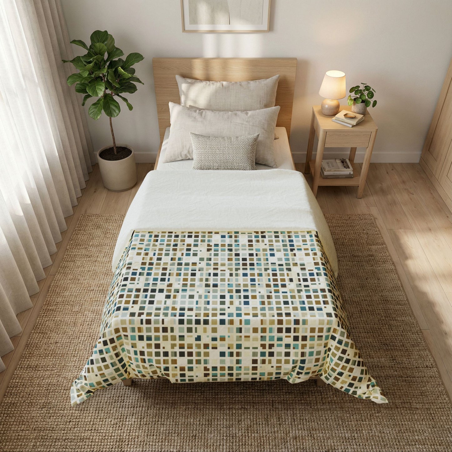 Cotton Duvet Cover "SQUARZE" col. Mint Chocolate