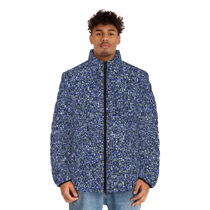 Men's Puffer Jacket "CAMOU-SCHATT" col. Cobalt Pulse - Jhane Barnes custom design