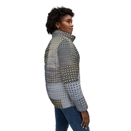 Women’s Puffer Jacket "FREQUENCY" col. Moss Behaving. Jhane Barnes custom design