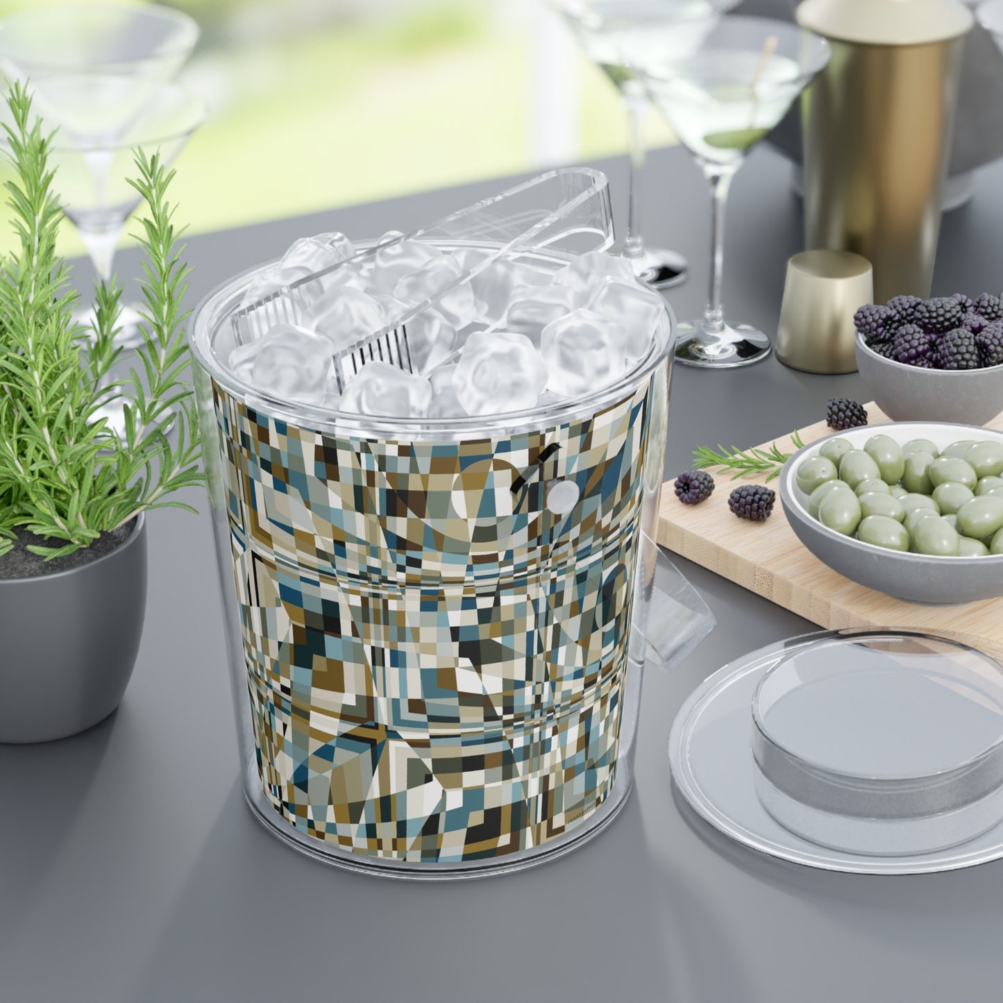 Ice Bucket with Tongs "QUAD" col. Mint Chocolate - design by Jhane Barnes