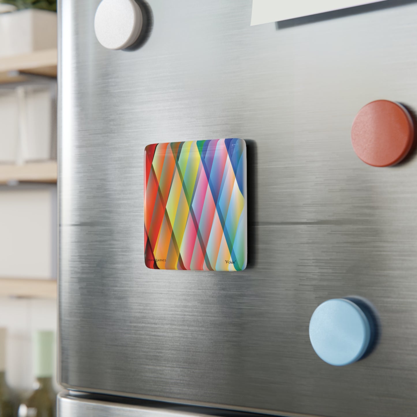 Porcelain Magnet, Square "FOLDS" col. Varicolor