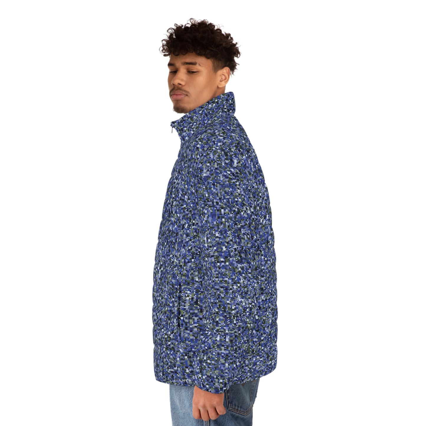 Men's Puffer Jacket "CAMOU-SCHATT" col. Cobalt Pulse - Jhane Barnes custom design