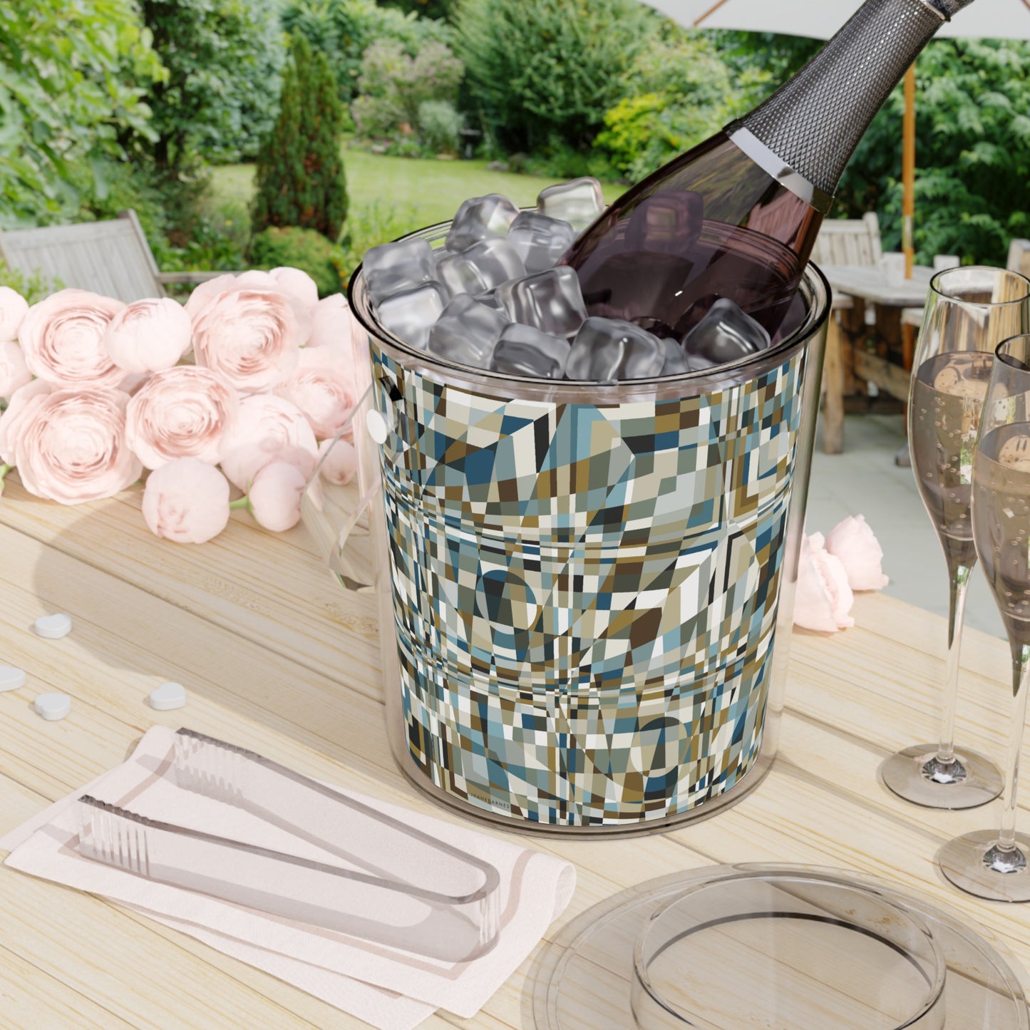 Ice Bucket with Tongs "QUAD" col. Mint Chocolate - design by Jhane Barnes