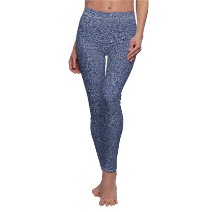Women's Cut & Sew Casual Leggings "MADRAS MAYHEM" col. Cobalt Pulse