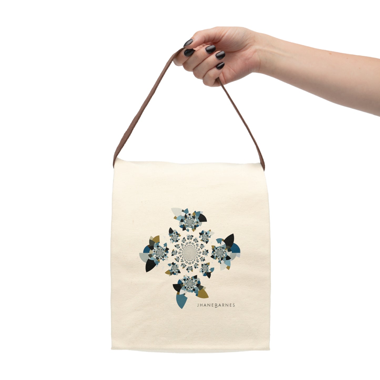 Canvas Lunch Bag With Strap "FLORAHEDRON"
