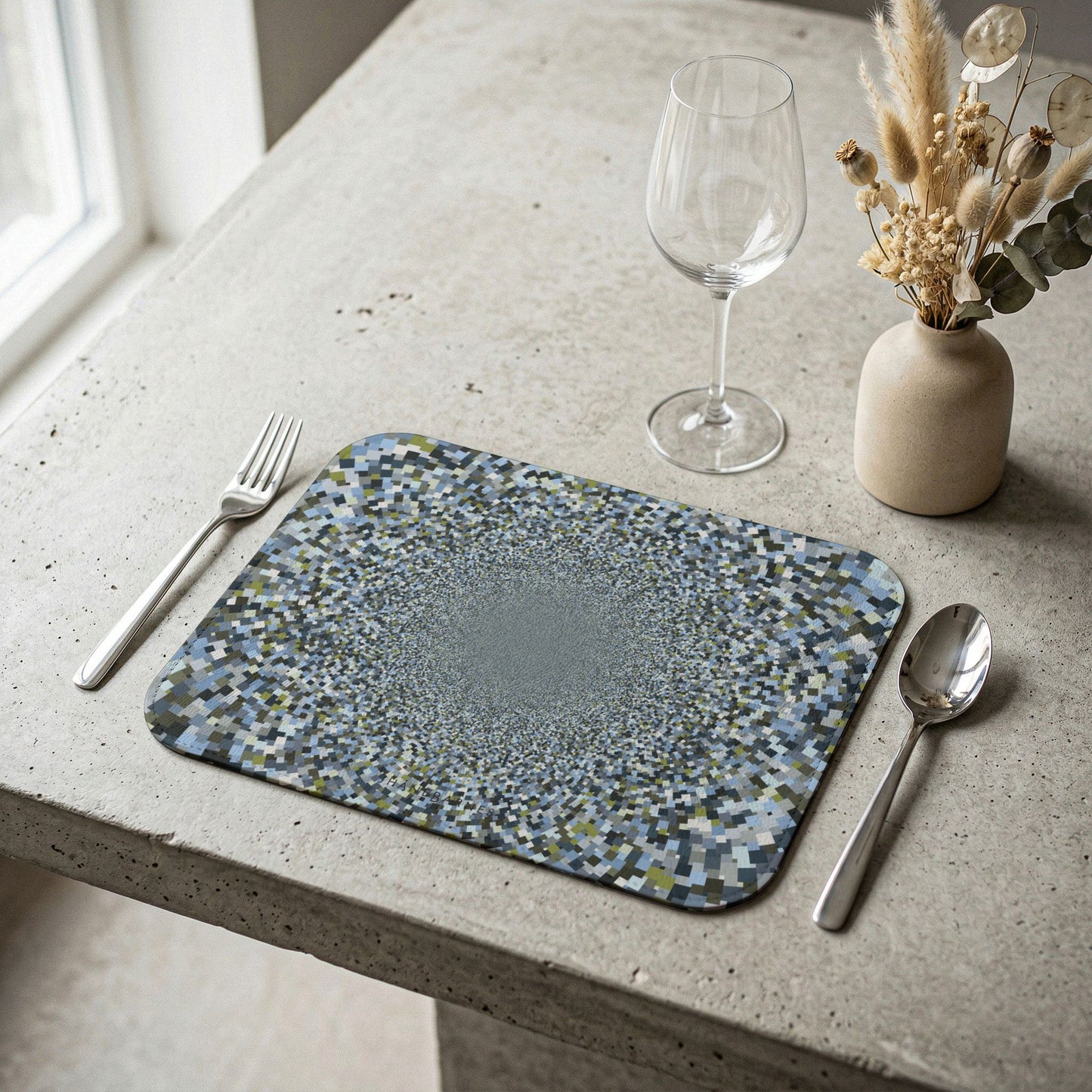 Leather Placemat "SCHATT INVERSION" col. Slate Brigade