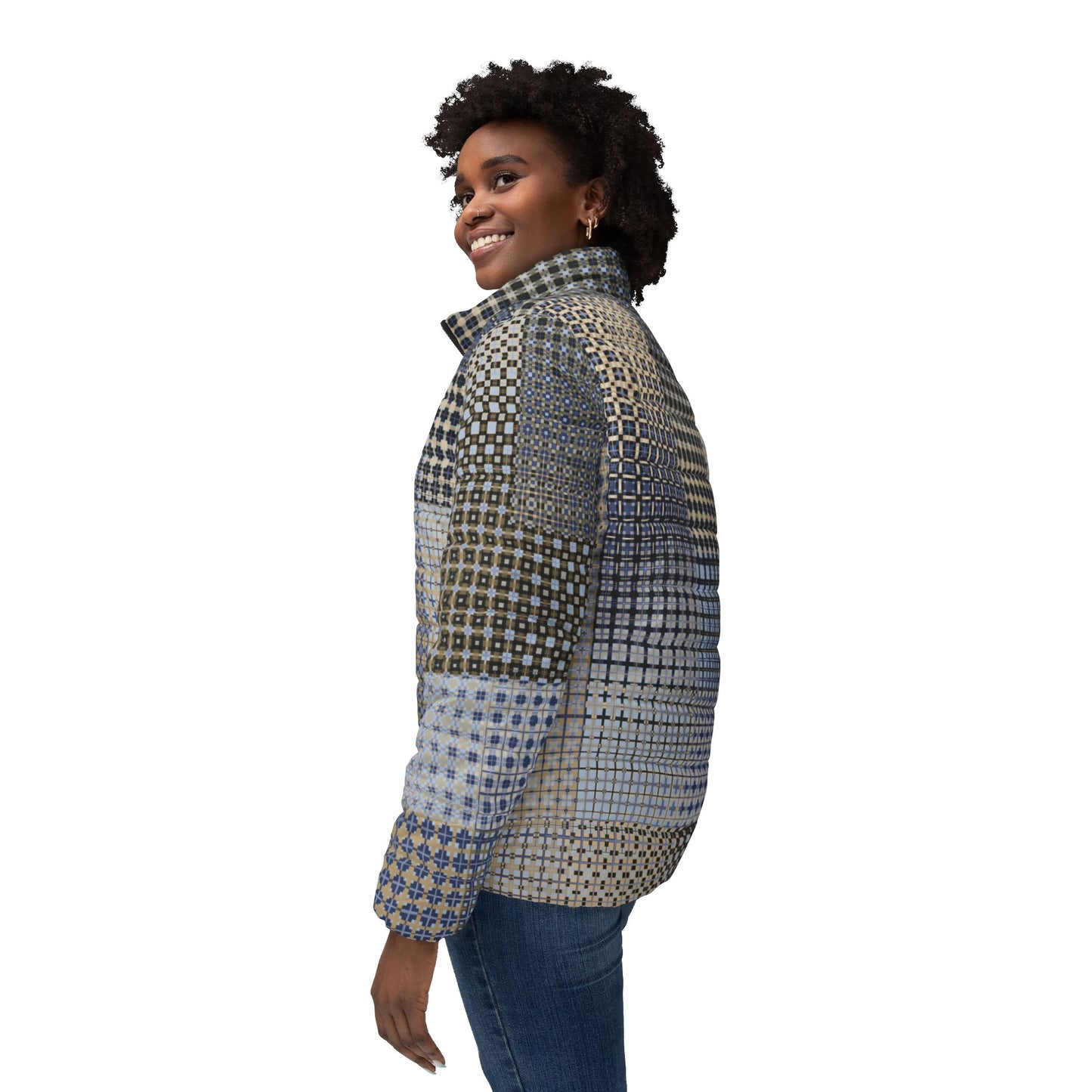 Women’s Puffer Jacket "FREQUENCY" col. Moss Behaving. Jhane Barnes custom design