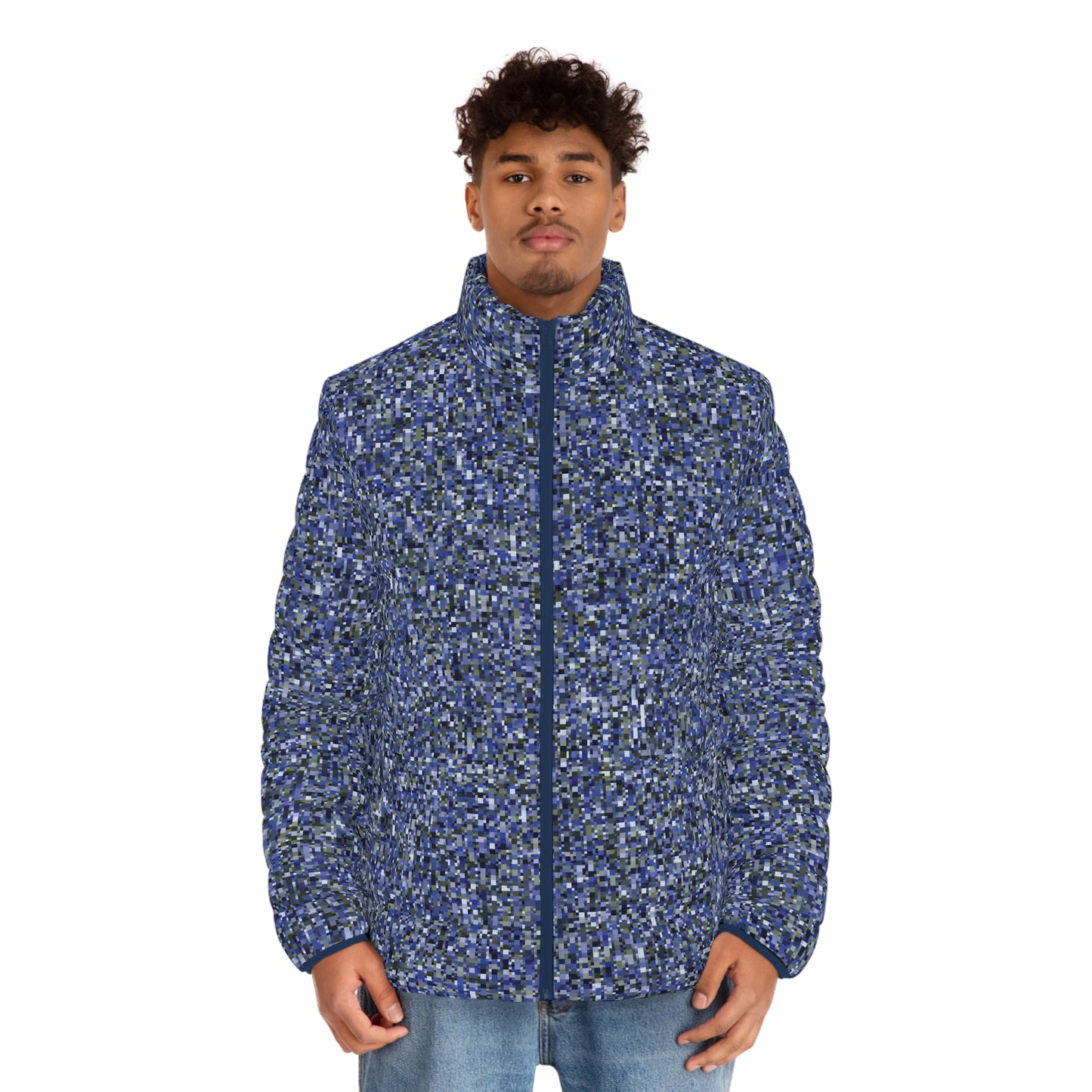 Men's Puffer Jacket "CAMOU-SCHATT" col. Cobalt Pulse - Jhane Barnes custom design