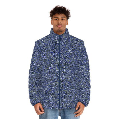 Men's Puffer Jacket "CAMOU-SCHATT" col. Cobalt Pulse - Jhane Barnes custom design