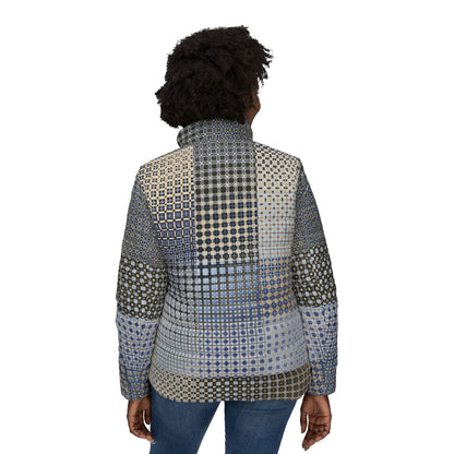 Women’s Puffer Jacket "FREQUENCY" col. Moss Behaving. Jhane Barnes custom design
