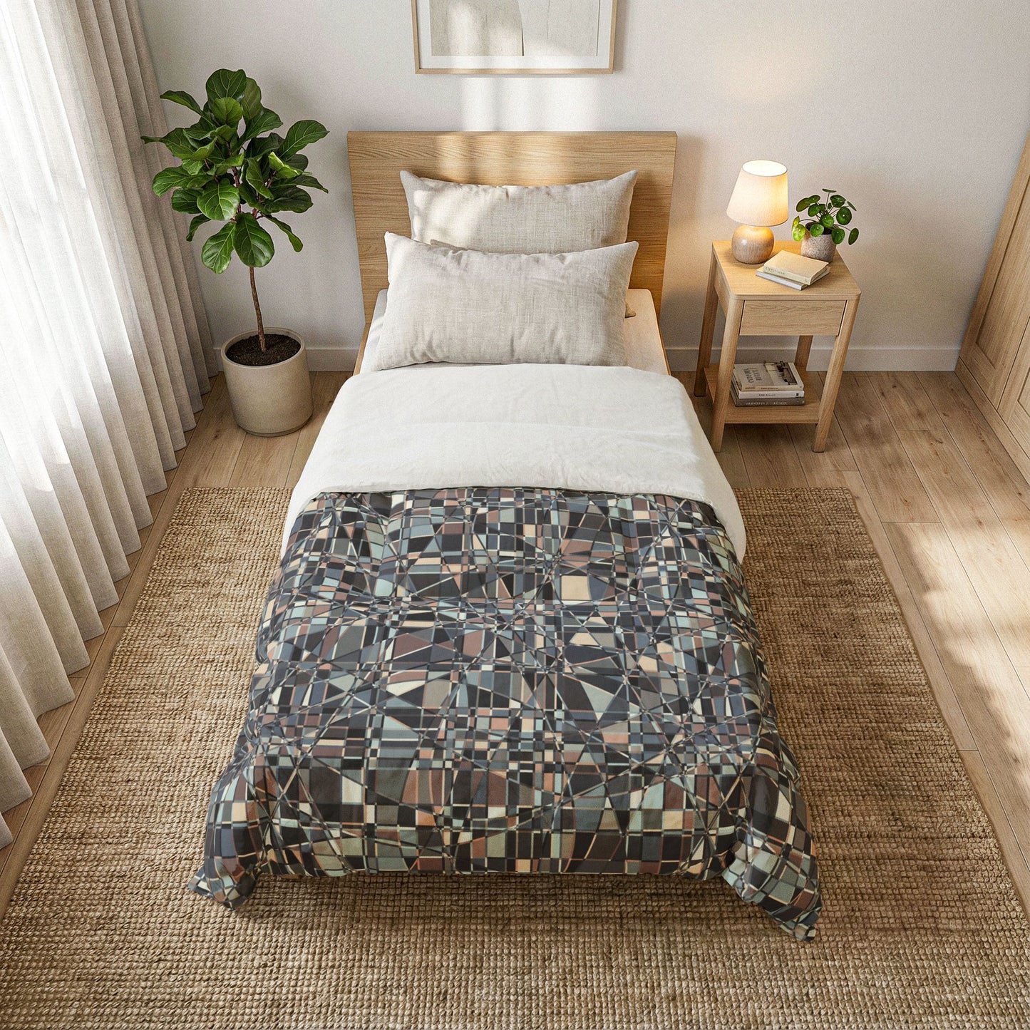 Cotton Comforter "GRIDWRAP" col. Pink Cloud