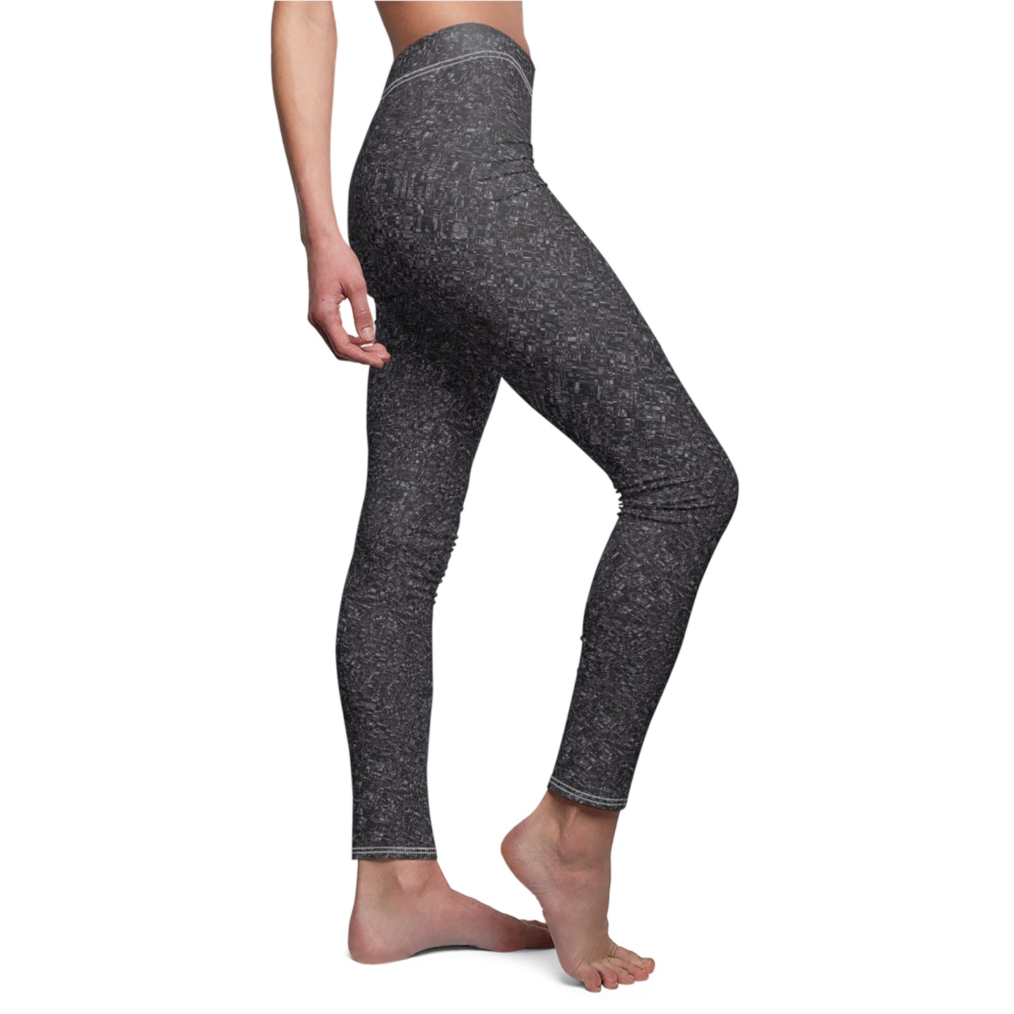 Women's Cut & Sew Casual Leggings "MADRAS MAYHEM" col. Shadowplay