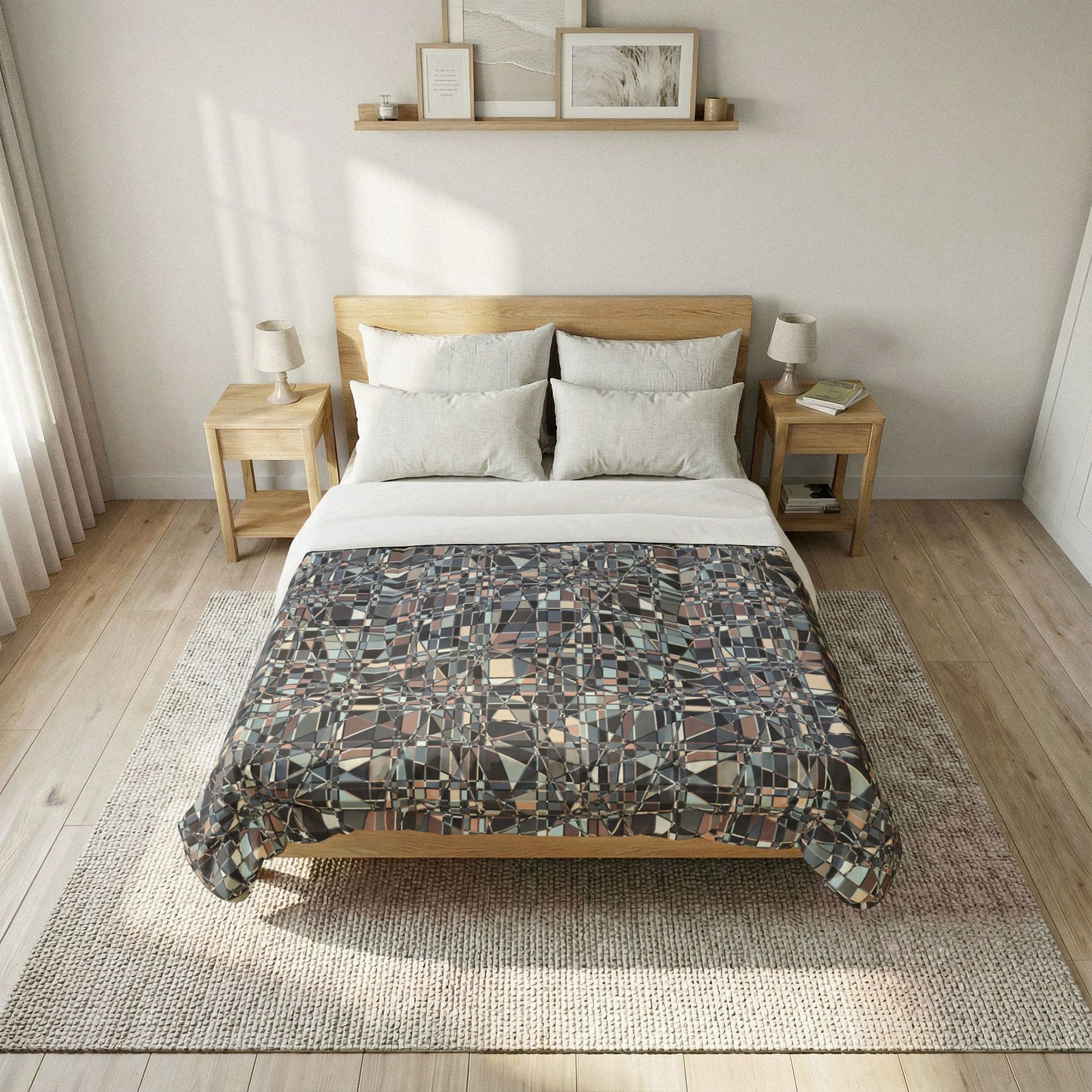 Cotton Comforter "GRIDWRAP" col. Pink Cloud