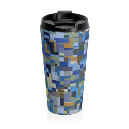 Stainless Steel Travel Mug "POLYOMINOES"  Col Blue Jeans