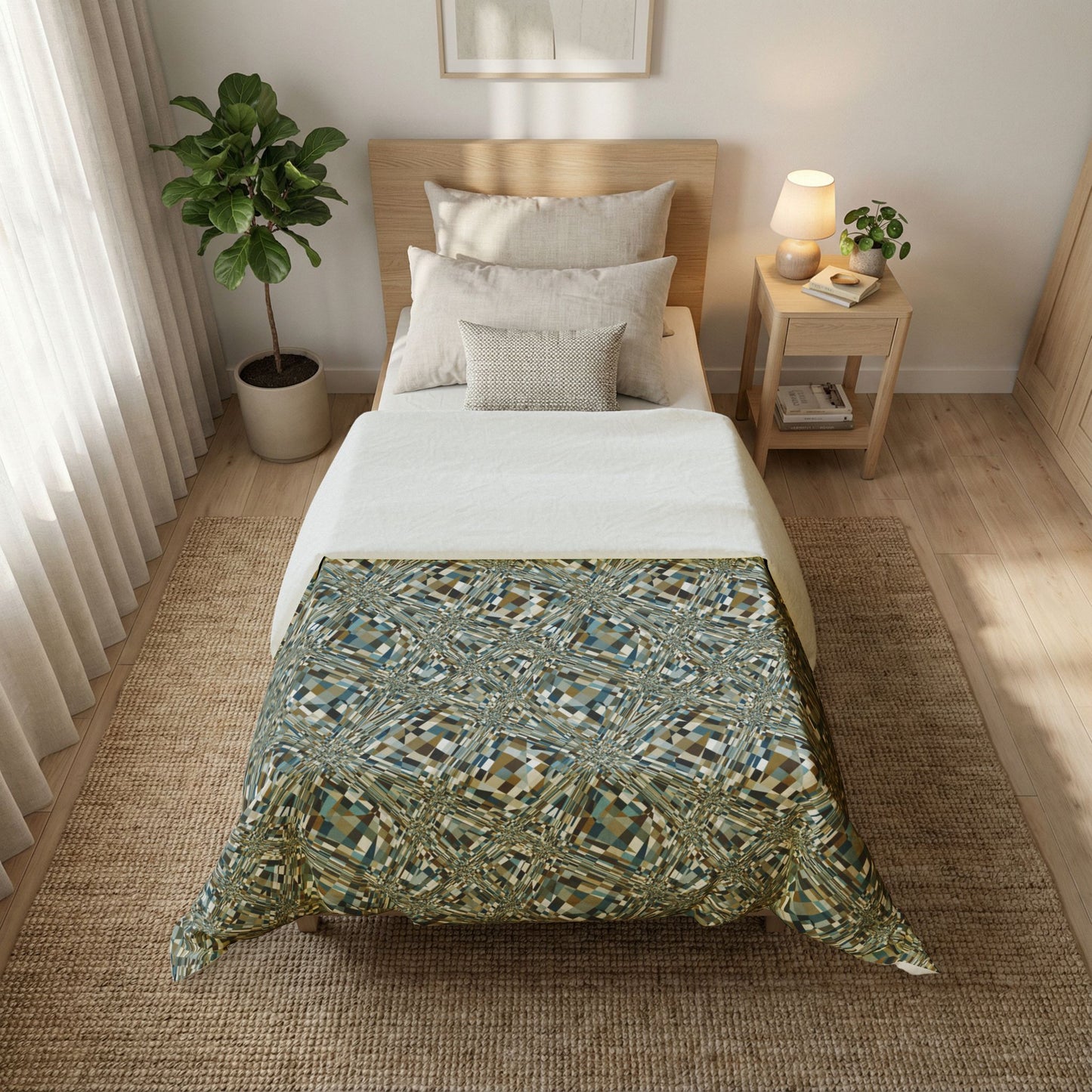 Cotton Duvet Cover "SLICE" col. Mint Chocolate