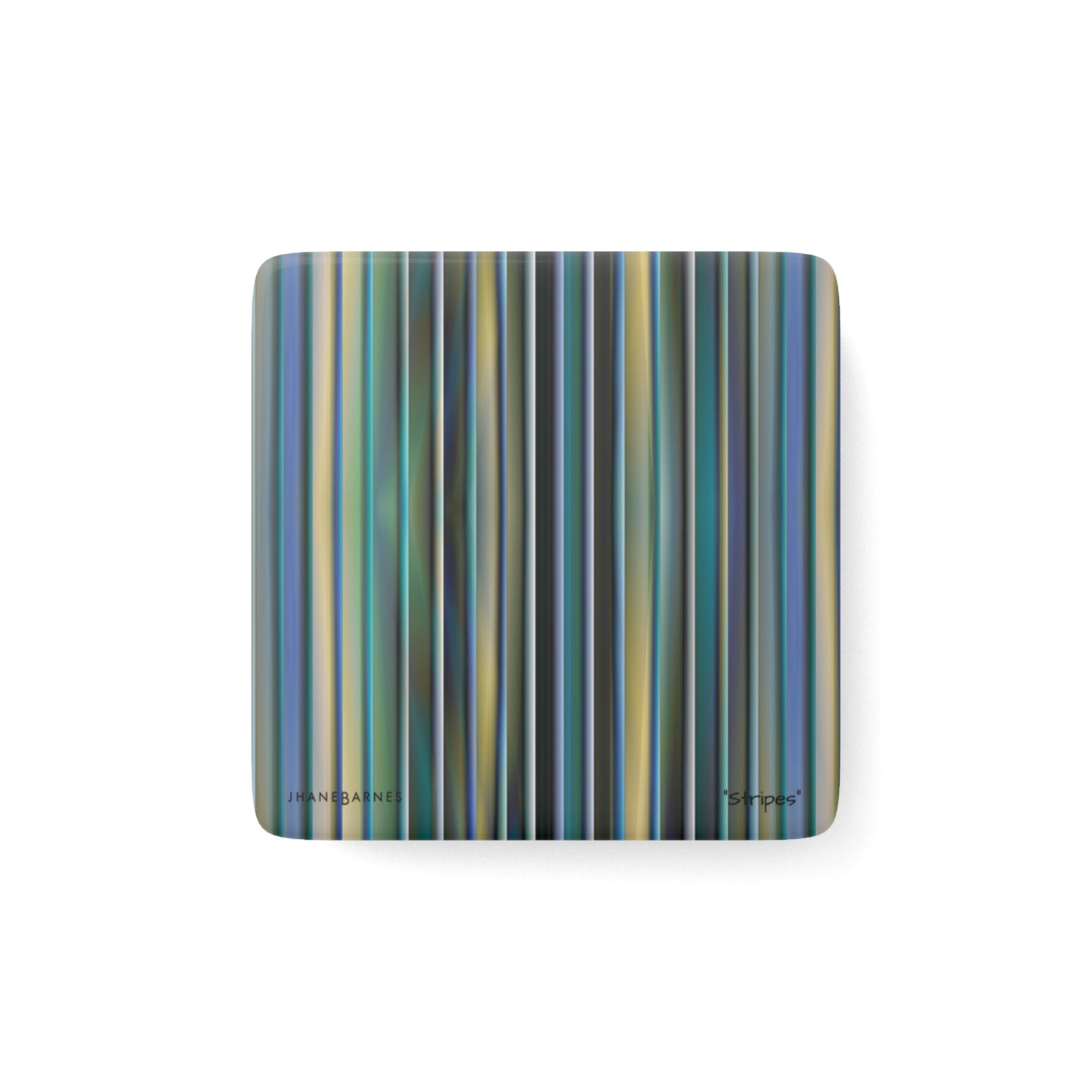 Porcelain Magnet, Square "STRIPES" col. Blue Jeans