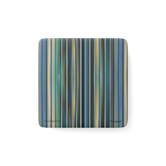 Porcelain Magnet, Square "STRIPES" col. Blue Jeans