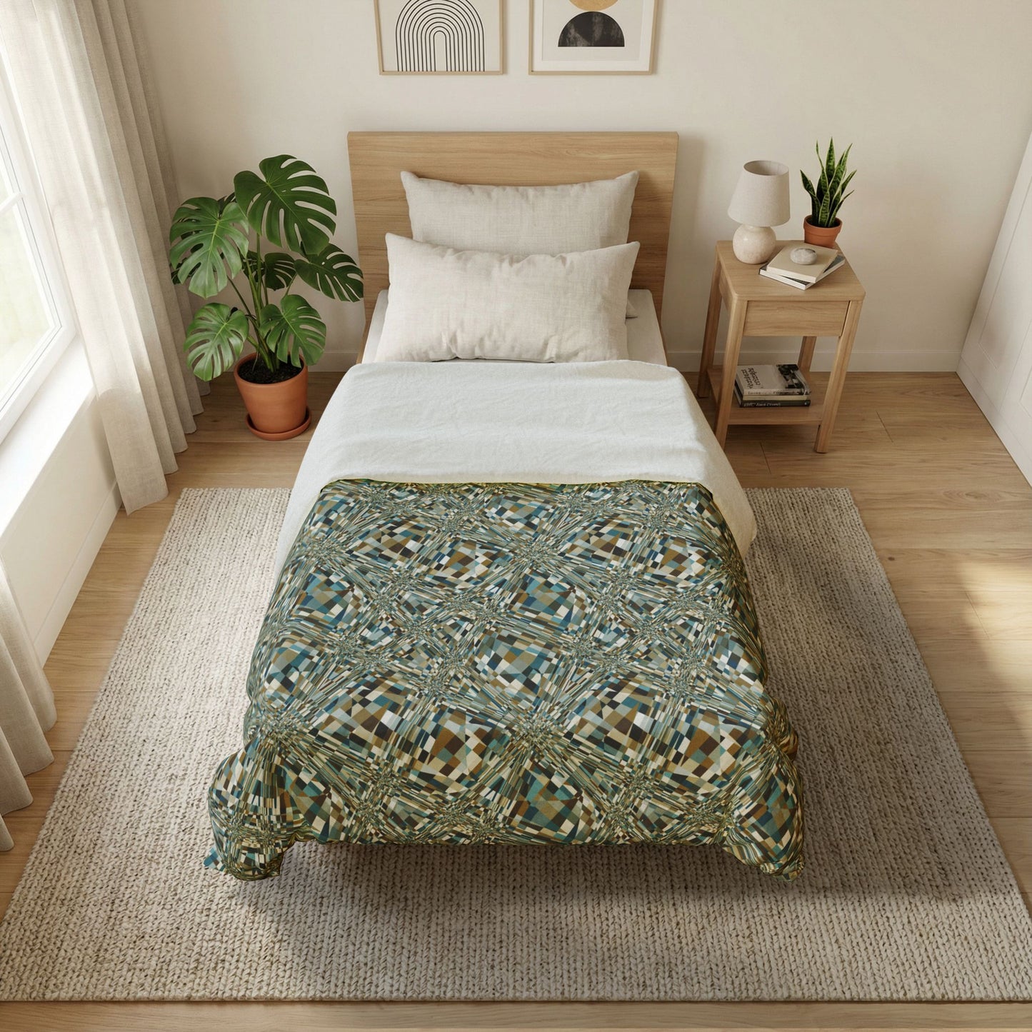 Cotton Duvet Cover "SLICE" col. Mint Chocolate