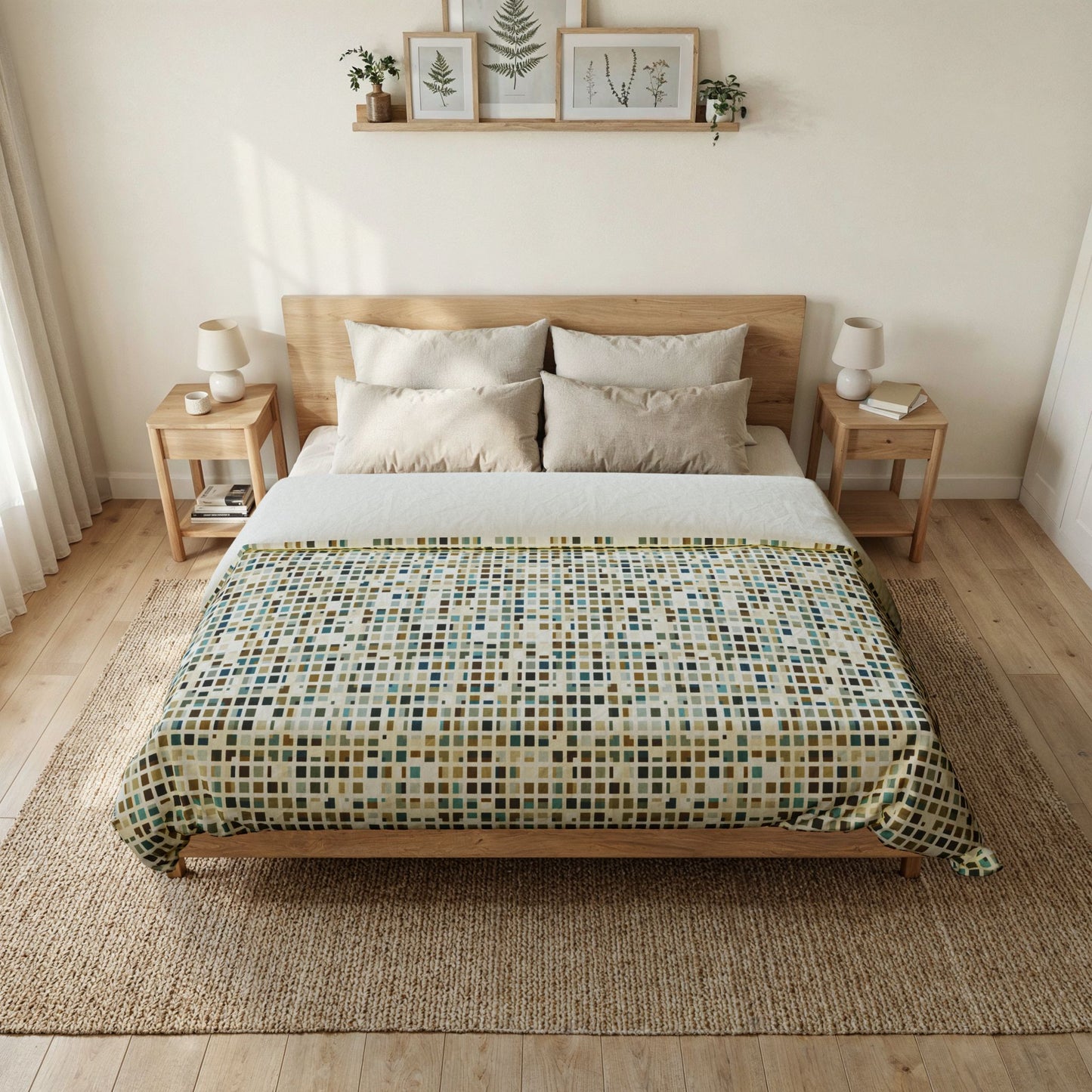 Cotton Duvet Cover "SQUARZE" col. Mint Chocolate
