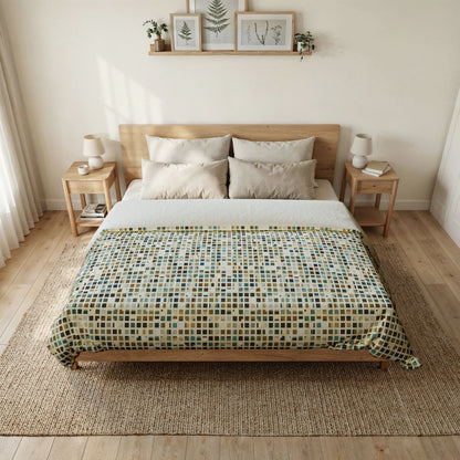 Cotton Duvet Cover "SQUARZE" col. Mint Chocolate