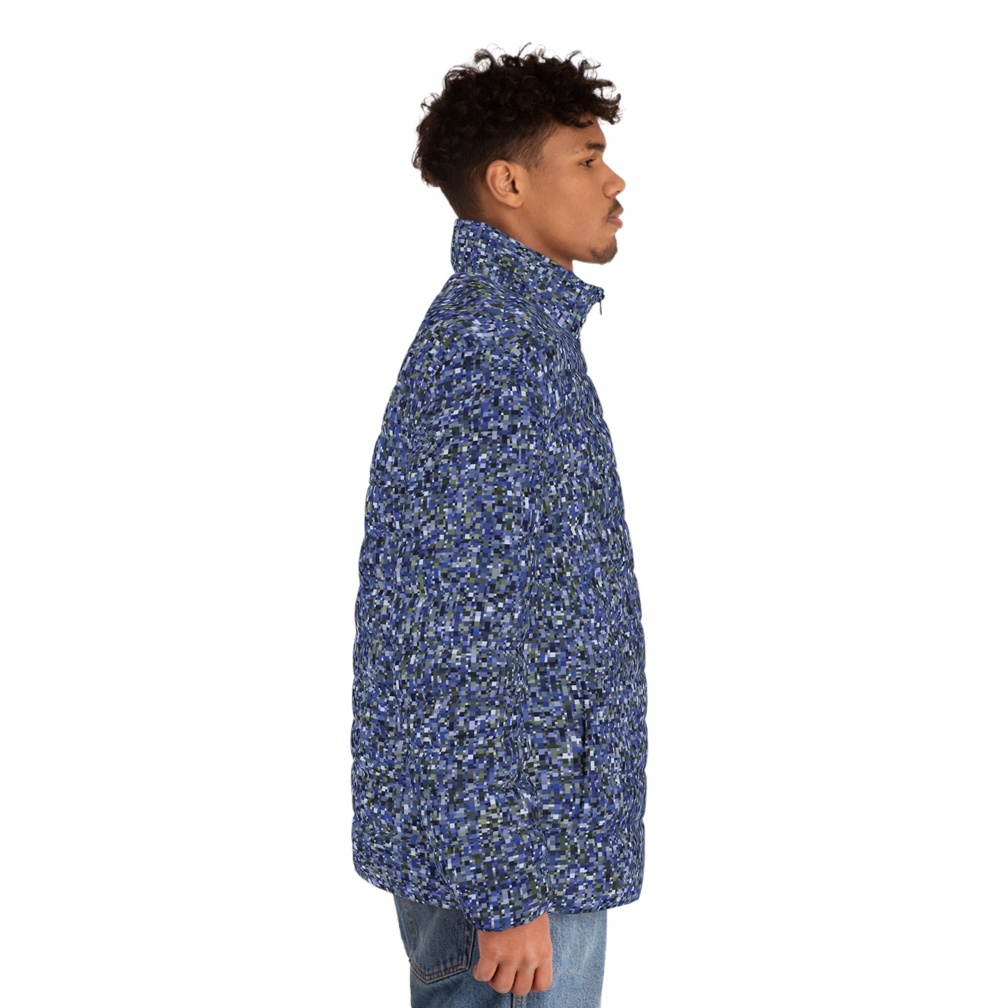 Men's Puffer Jacket "CAMOU-SCHATT" col. Cobalt Pulse - Jhane Barnes custom design
