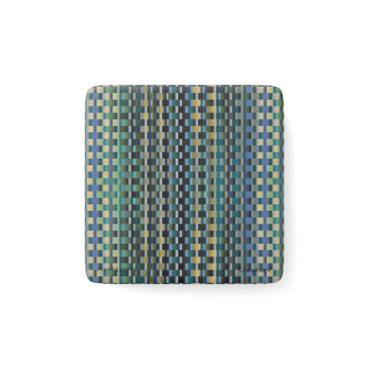 Porcelain Magnet, Square "CHECKERS" col. Blue Jeans
