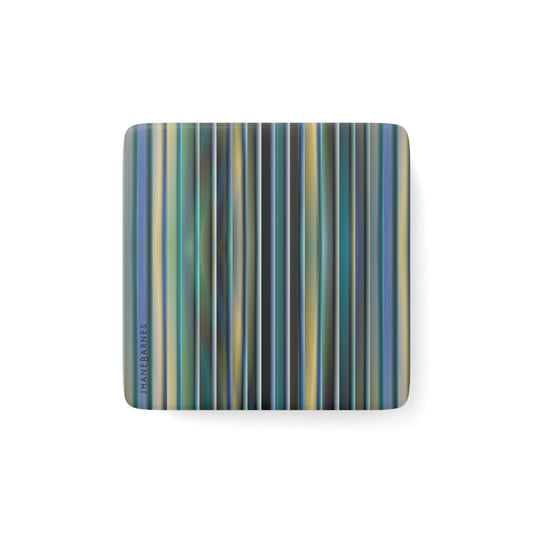 Porcelain Magnet, Square "STRIPES" col. Blue Jeans