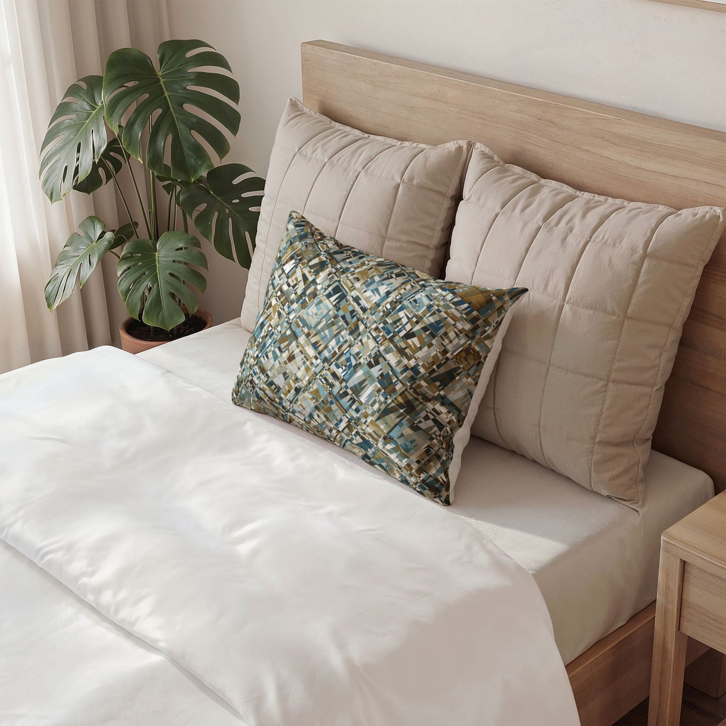 Cotton Pillow Sham "MADRAS MAYHEM" col. Chocolate Mint
